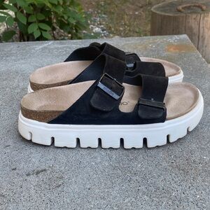 Platform Chunky Birkenstock Arizona Papillio Sandals Black White 37